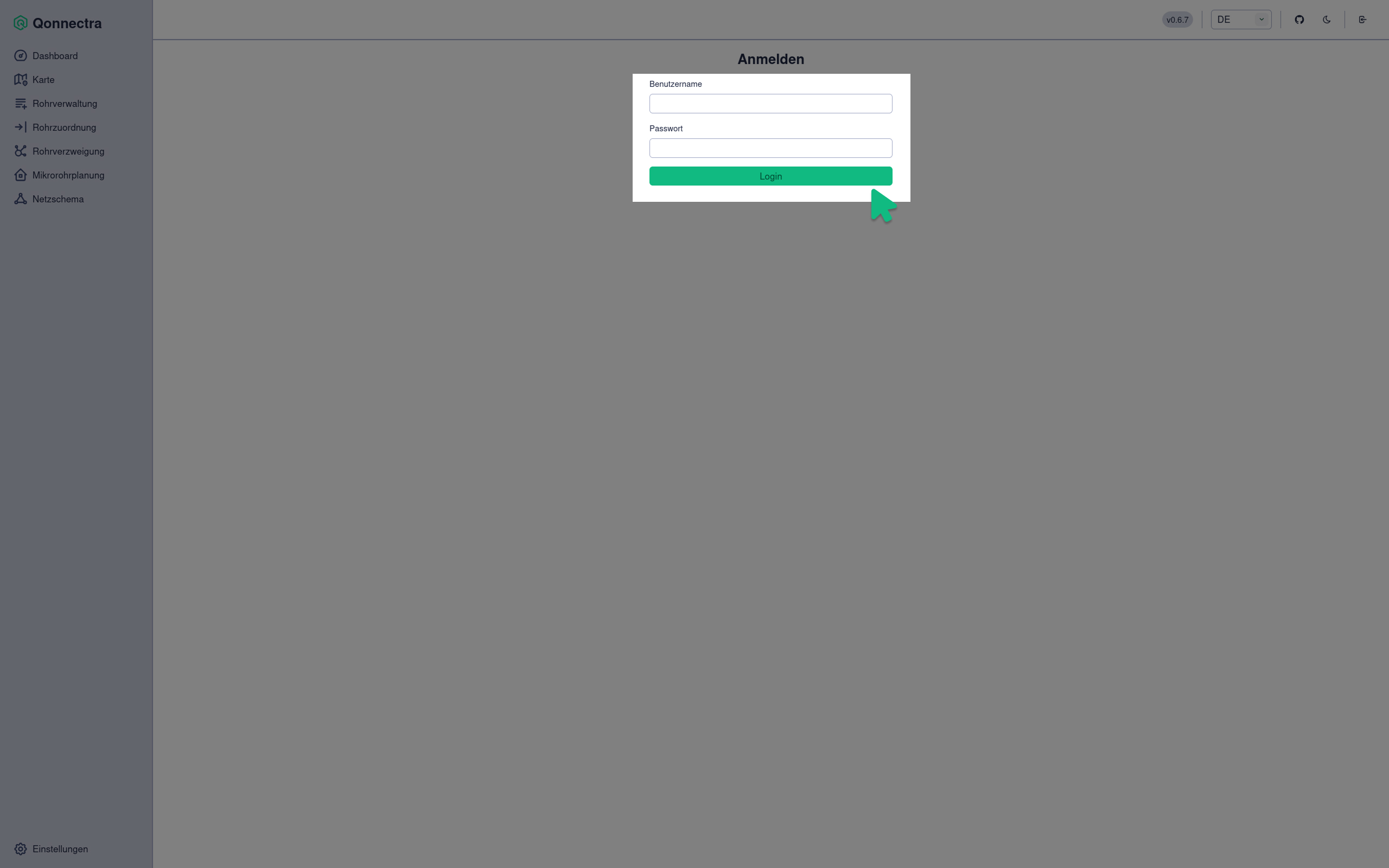 Screenshot Login-Seite leer