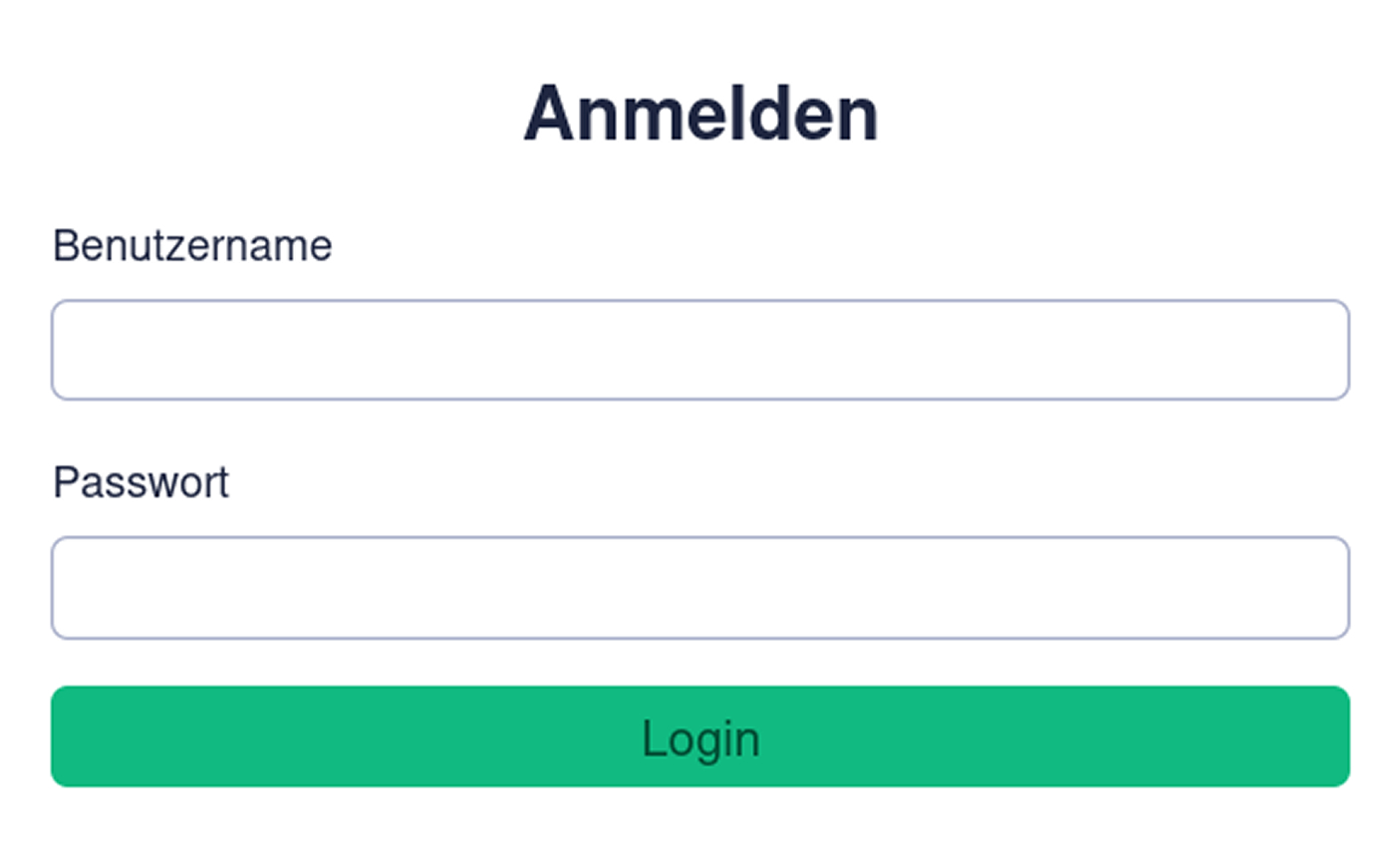 Screenshot Login-Seite leer
